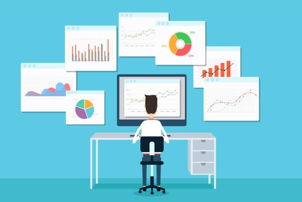 user analyzing data such as a database with multiple applications