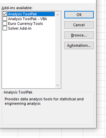 excel analysis toolpak tool