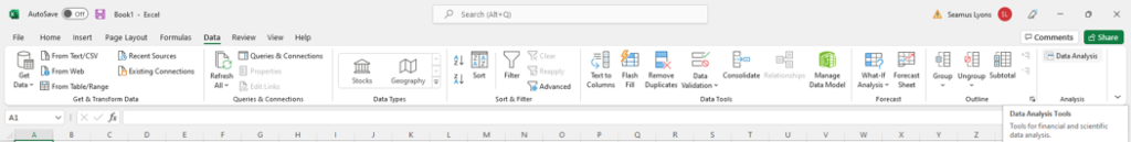 excel data anlysis option