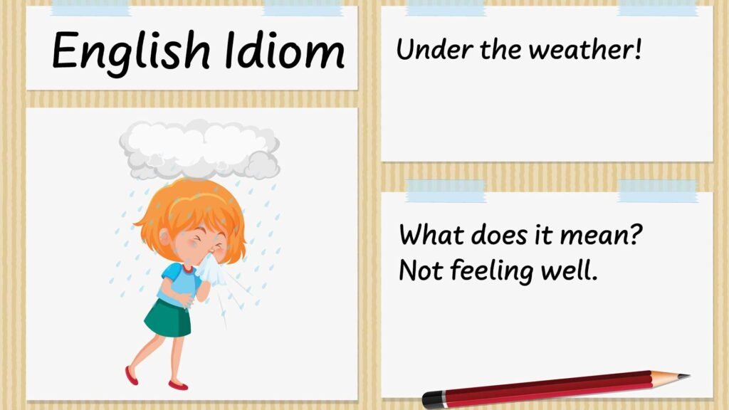 feeling under the weather idiom with image of woman unwell