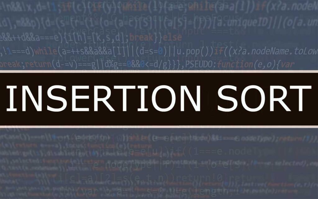 insertion sort banner on python code background