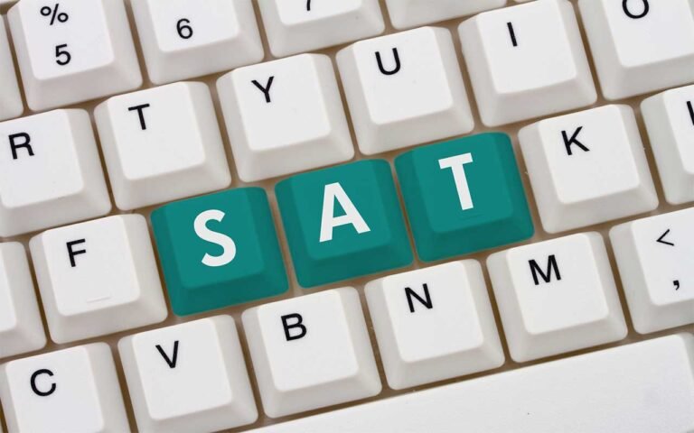 Digtal SAT Subject Verb Agreement Practice image with green sat on a gray keyboard