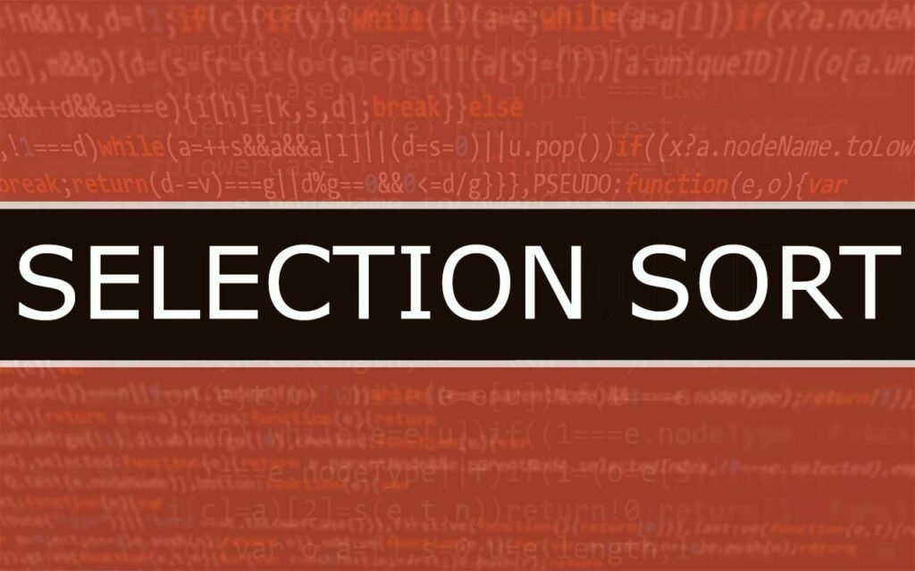 selection sort banner on python code background