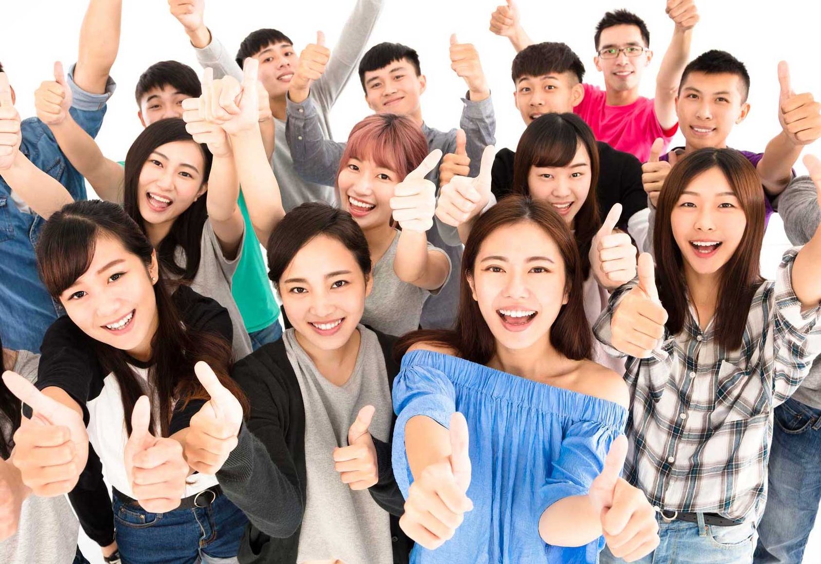 happy chinese students learning english