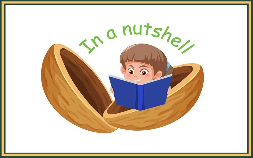 what is a metaphor like this boy reading a book whilst inside a big nutshell, for the metaphor in a nutshell