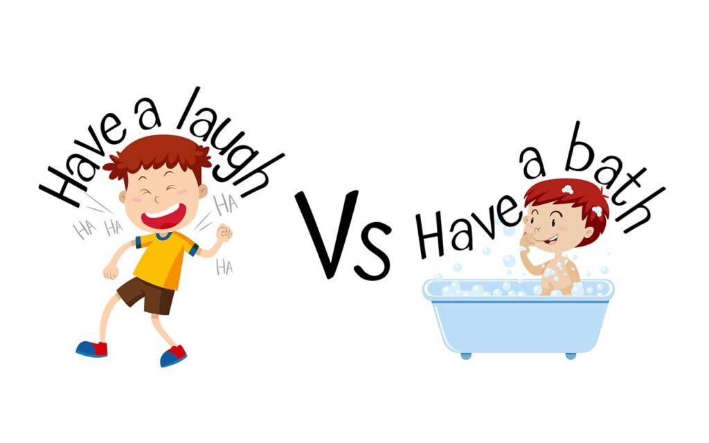 cartoon of have a bath and have a laugh collocations