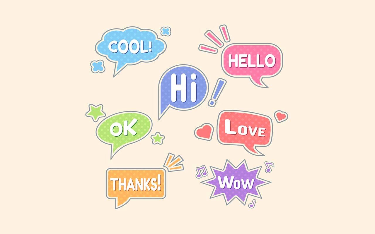 a group of colorful phrases