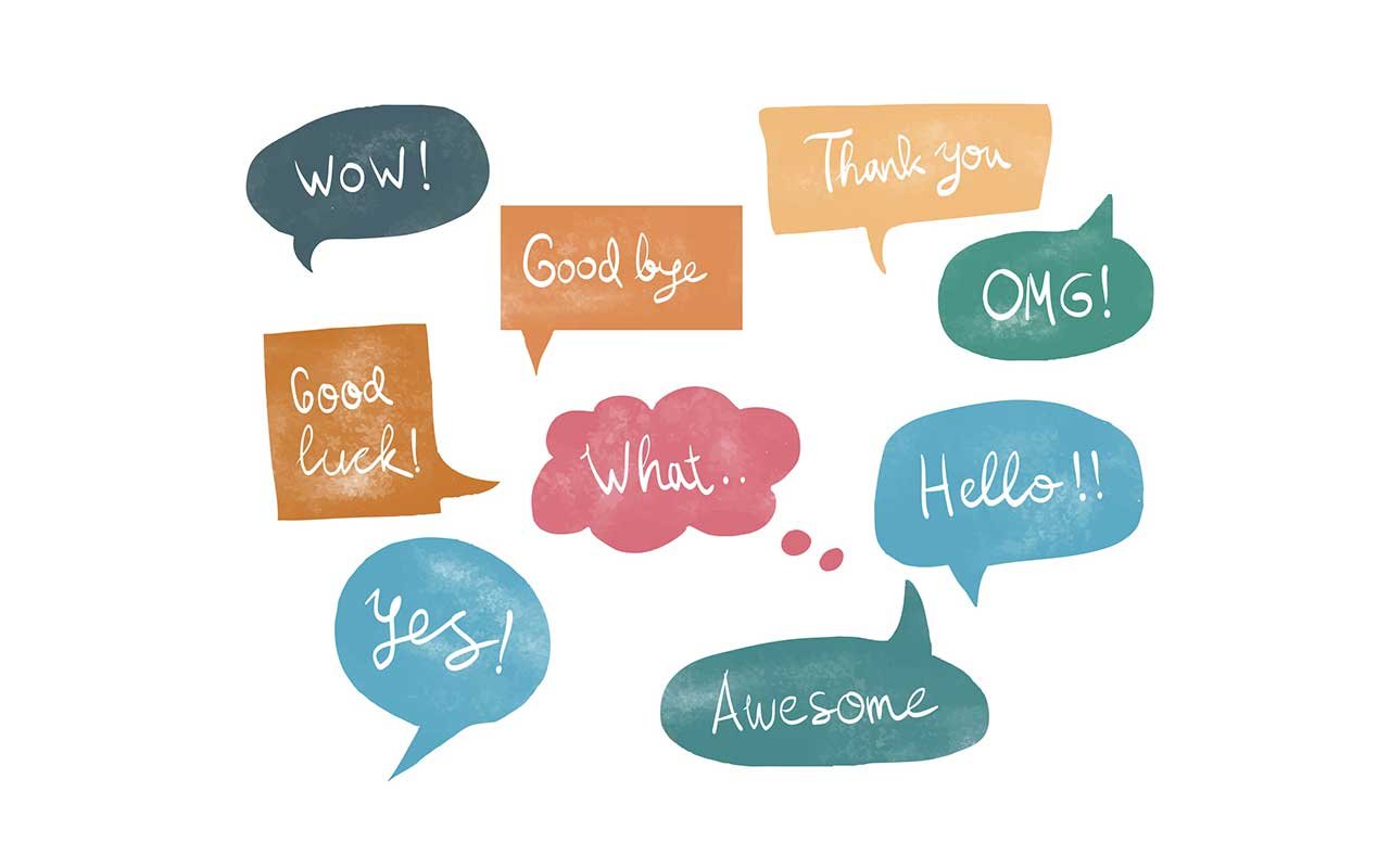 a group of colorful phrases