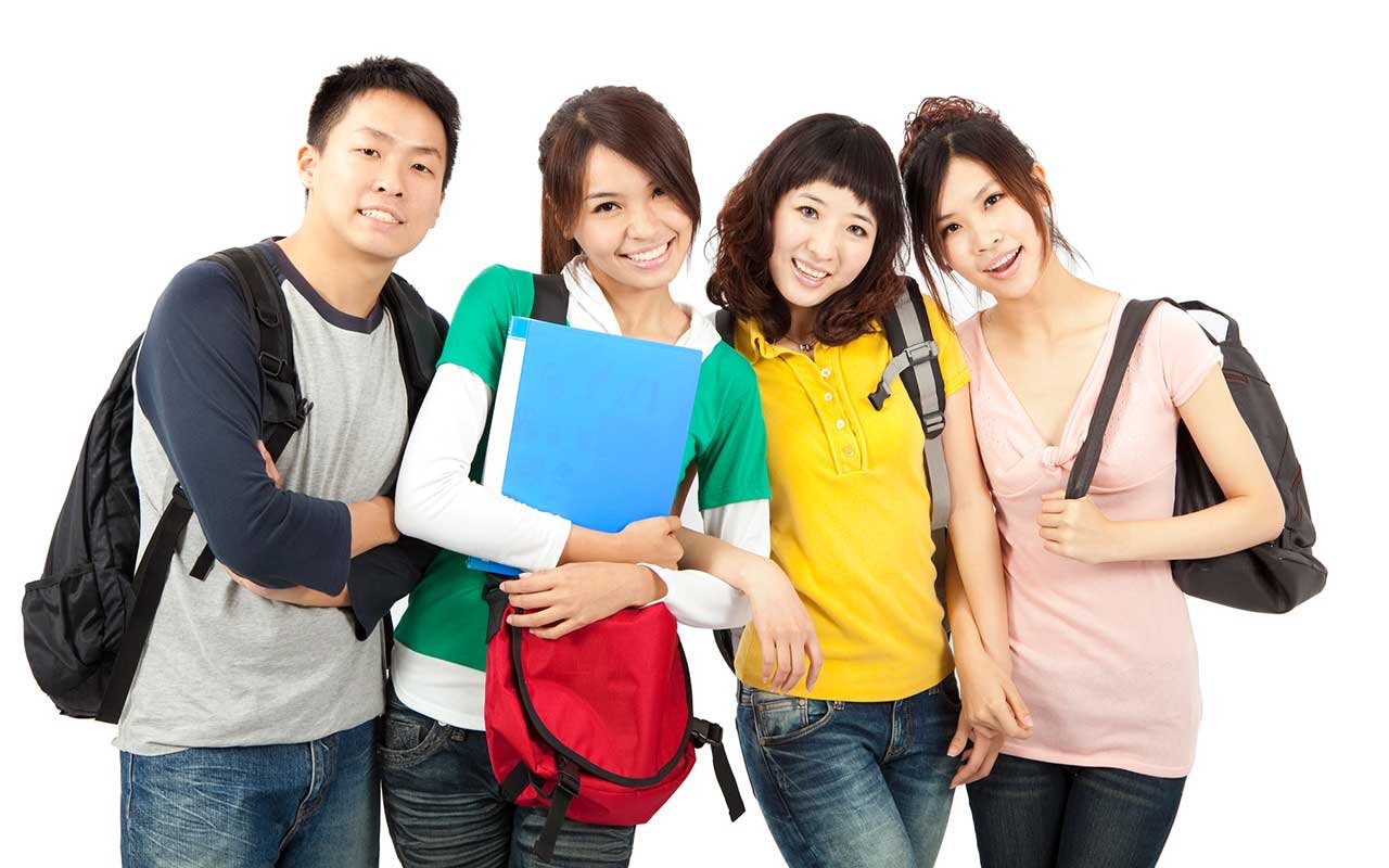 happy chinese students learning english