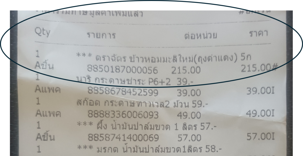 receipt headings