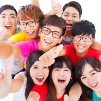 happy chinese students learning english